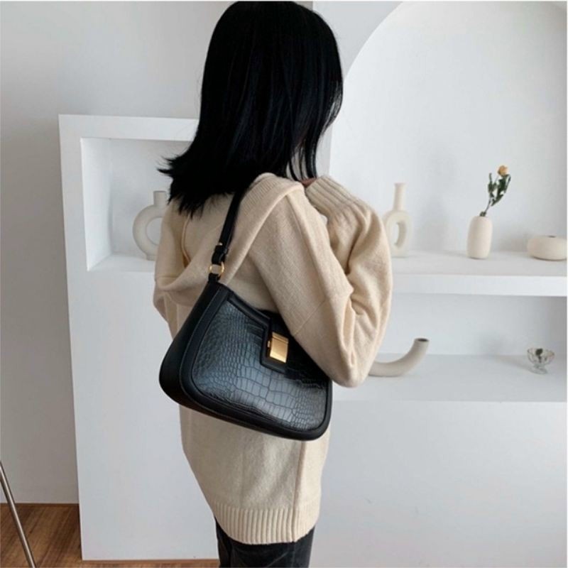 [Xả kho - LOẠI 1] Túi Kẹp Nách Khóa Vuông Vân Da Rắn Cực Đẹp - Túi Xách Nữ Kẹp Nách