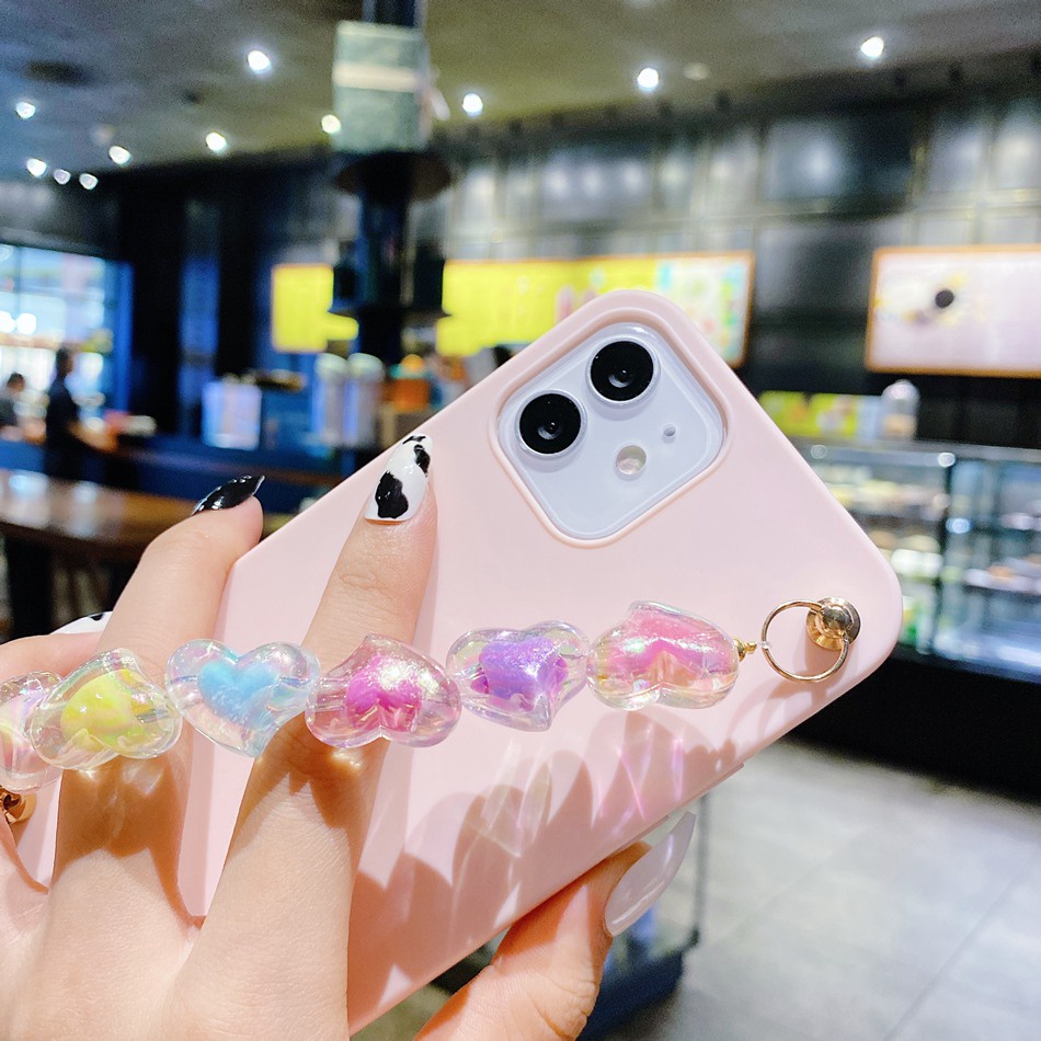 Ốp Điện Thoại TPU Dẻo Màu Cầu Vồng Kèm Vòng Tay & Dây Đeo Thời Trang Cho iPhone 13 12 11 PRO MAX 12mini