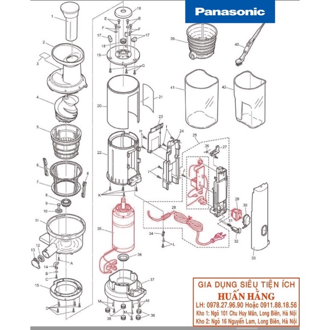 Phụ kiện chính hãng Bánh răng máy ép chậm Panasonic model MJ-L500// MJ-L500SRA // MJ-L501
