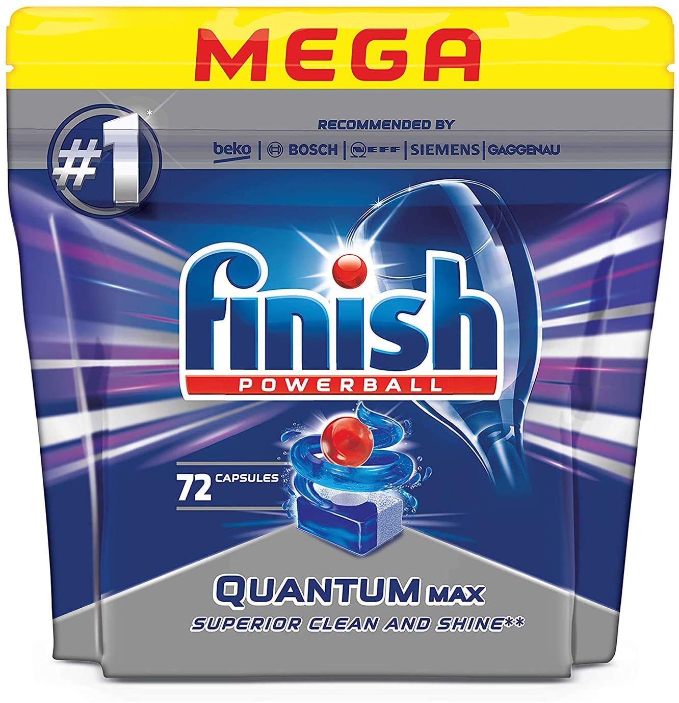 Viên rửa bát Finish Quantum Max túi 72 viên [Hàng Đức]