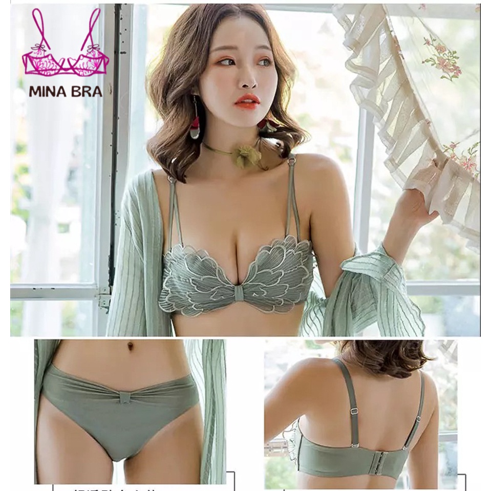 Áo Lót Nữ Không Gọng Phối Ren Họa Tiết Cánh Tiên Quyến Rũ Thời Trang MINABRA Áo Ngực Quả Ngang Siêu Tản Nhiệt SR04 | BigBuy360 - bigbuy360.vn