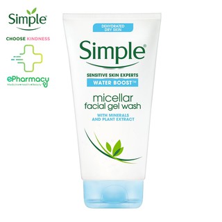 Sữa Rửa Mặt SIMPLE Water Boost Micellar Facial Gel Wash dành cho da khô nhạy cảm 150ml