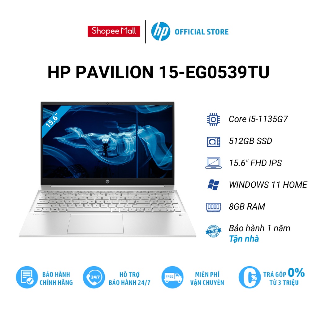 Laptop HP Pavilion 15-eg0539TU 4P5G6PA i5-1135G7 | 8GB | 512GB | Intel Iris Xe | 15.6 inch