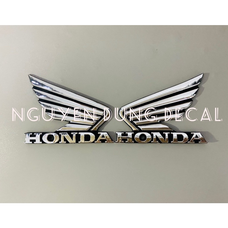 Cặp cánh chim Honda bằng nhựa chữ nổi màu bạc_Nguyễn Dũng Decal
