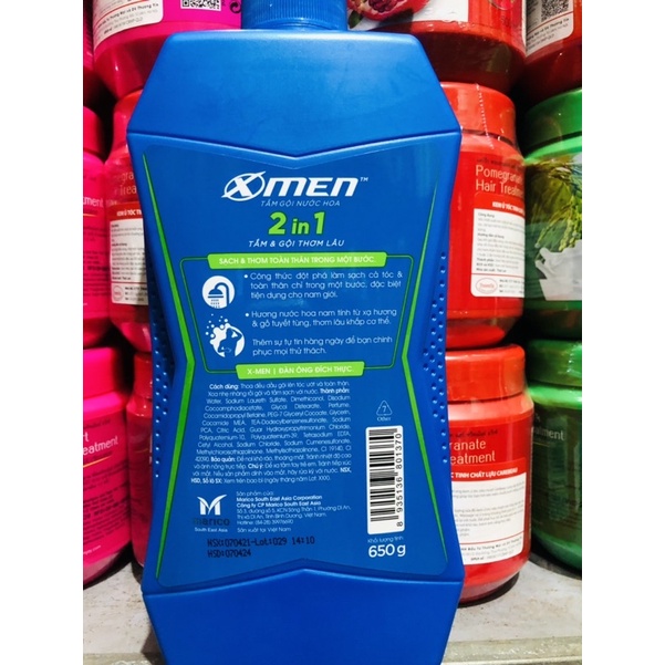 Sữa tắm gội Xmen, sữa tắm gội nước hoa nam 2in1 Xmen Wood 650g