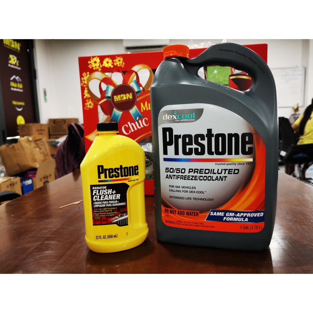 Combo Nước Làm Mát Động Cơ ,Dung Dịch Làm Sạch Két Nước Prestone 3,78L