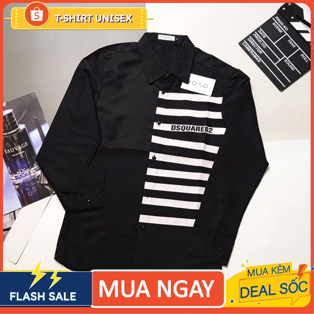 ÁO SƠ MI DÀI TAY VẢI MÁT IN HỌA TIẾT ĐƠN GIẢN T-SHIRT UNISEX