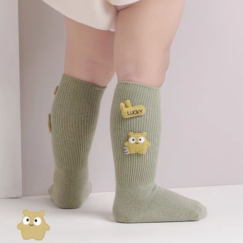 Vớ Cotton Giữ Ấm Chống Trượt In Hình Búp Bê Hoạt Hình Dễ Thương Thời Trang Thu Đông Cho Bé Sơ Sinh