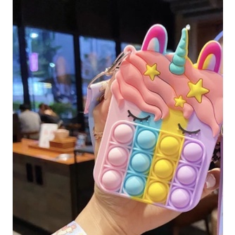 Túi đựng tiền xu POP IT Hình Ngựa Unicorn Kỳ Lân chất liệu silicon họa tiết hoạt hình dễ thương cho bé FOLLOW TẶNG 3K