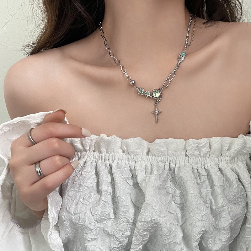 IF ME Vòng Cổ Choker Mặt Ngôi Sao Năm Cánh Đính Đá Ngọt Ngào Cho Nữ