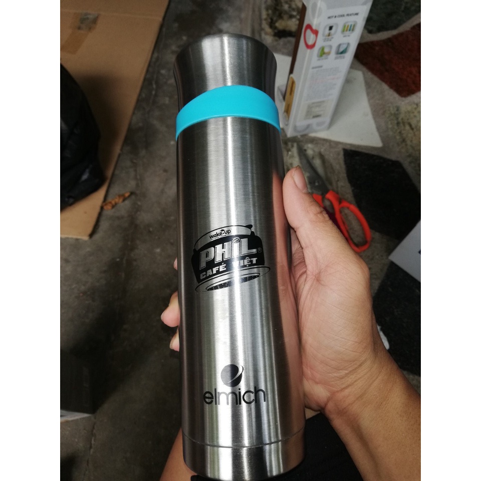 BÌNH GIỮ NHIỆT INOX ELMICH NO. 6368 QUÀ TẶNG CAFE WAKE UP SÀI GÒN