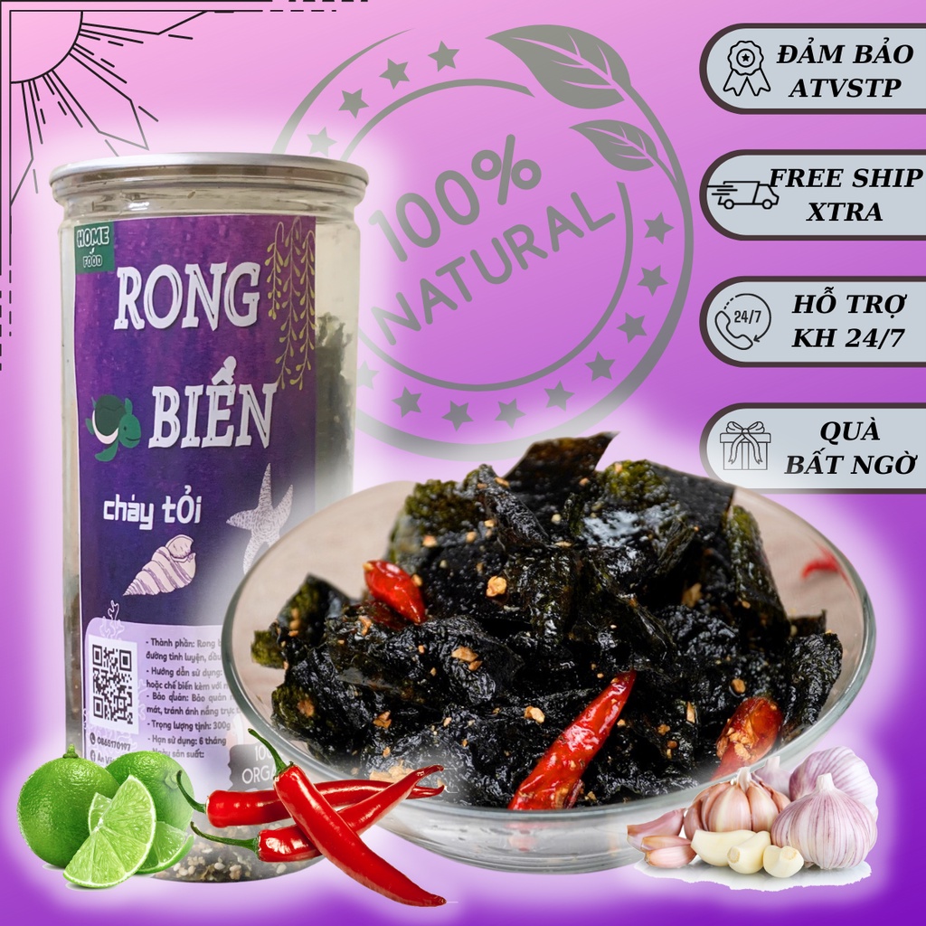 Rong biển cháy tỏi HomeFood 170g  FREESHIP  rong biển trộn cơm ăn liền đồ ăn vặt Hà Nội an toàn vệ sinh thực phẩm