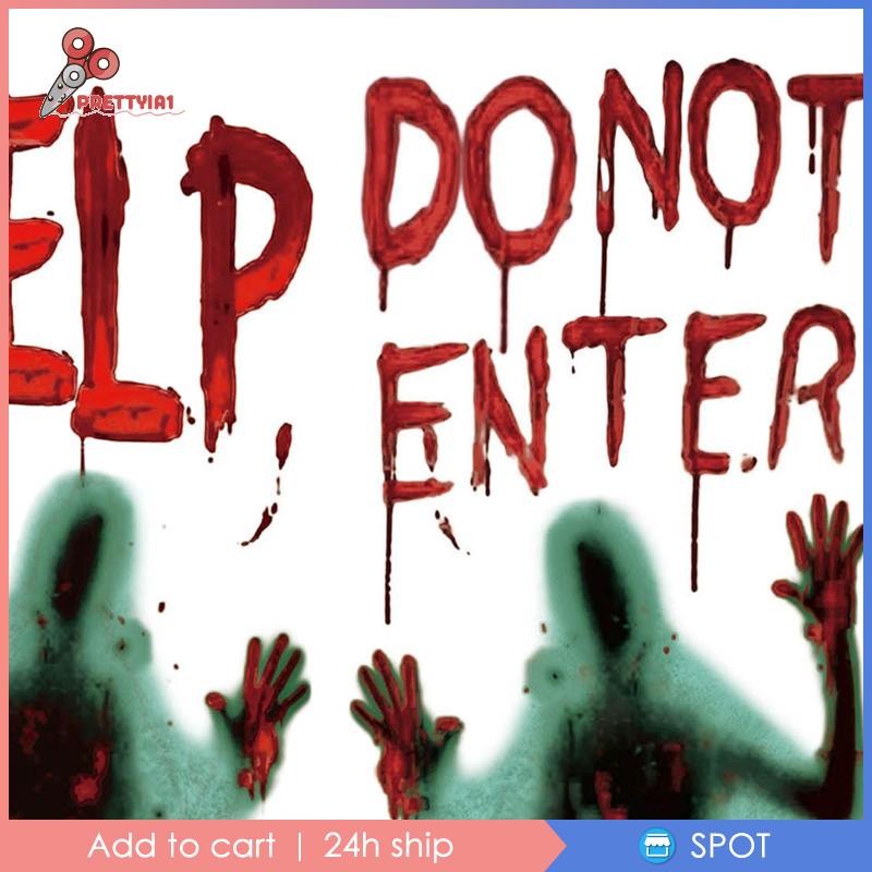 [Prettyia1] Poster In Dấu Tay Máu Trang Trí Tiệc Halloween Đáng Sợ