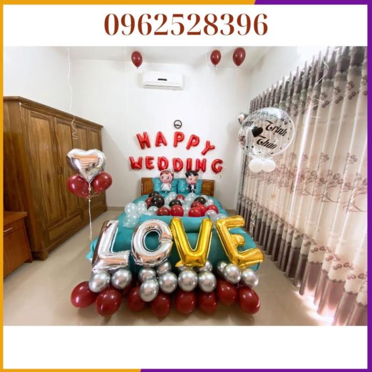 Set Bóng Happy Wedding Trang Trí Phòng Tân Hôn Nhiều Mẫu