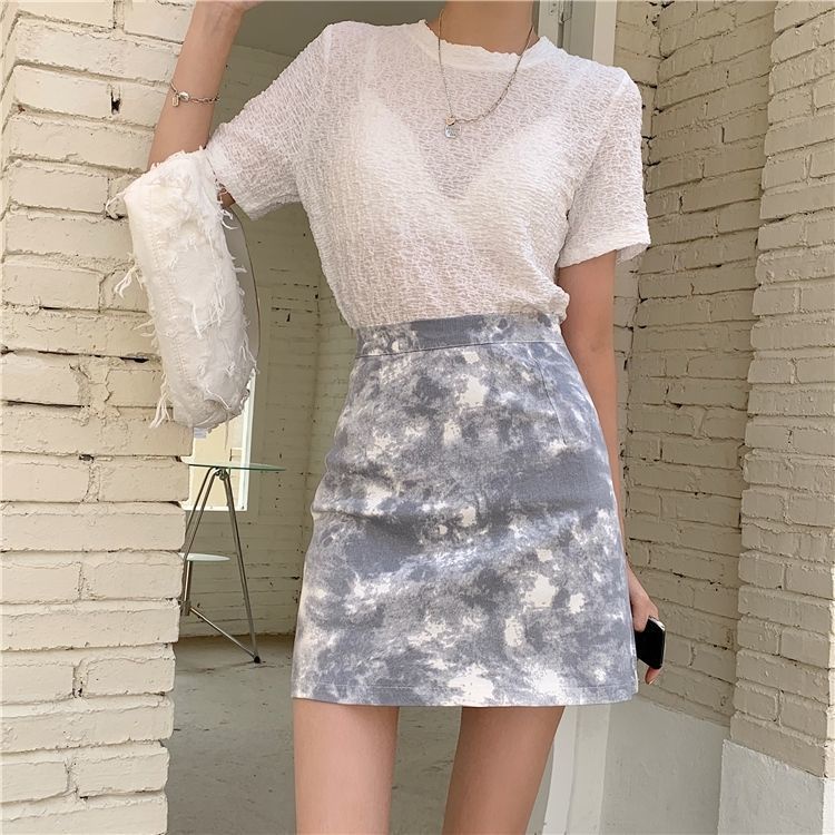 Chân Váy Chữ A Lưng Cao Màu Nhuộm Thời Trang Mùa Hè 2022