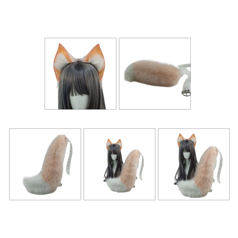 Băng Đô Cài Tóc Đính Đuôi Cáo Giả Bằng Lông Hóa Trang Halloween