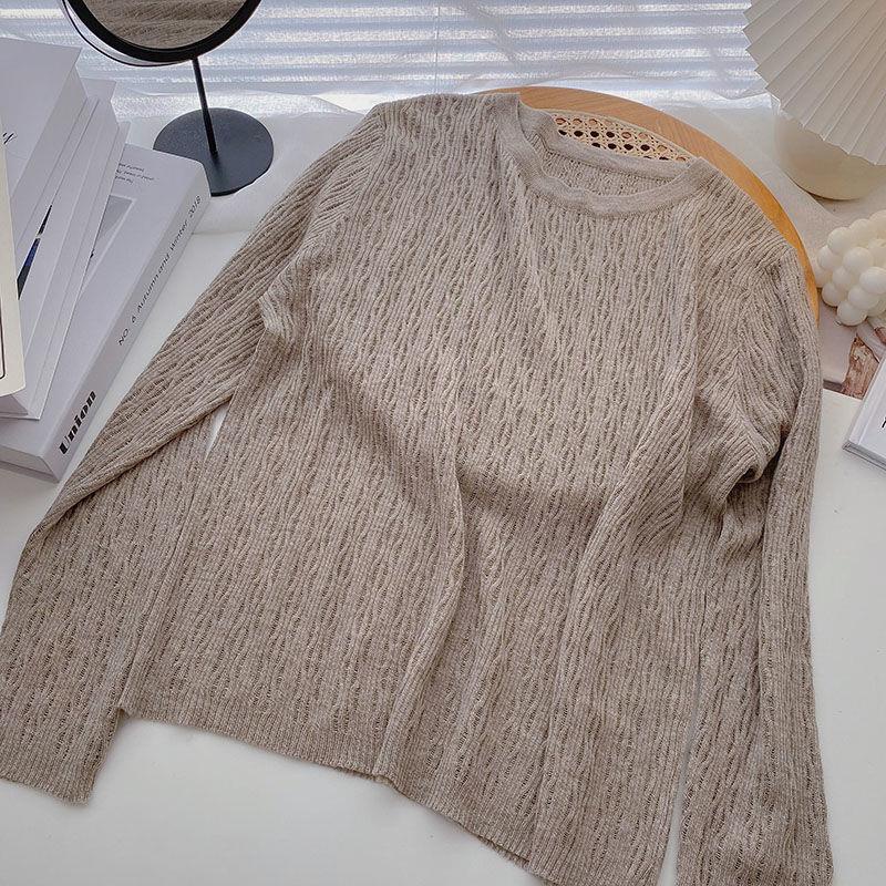 Áo Dệt Kim Tay Dài Dáng Rộng Màu Trơn Phong Cách Hàn Quốc Thời Trang Mùa Thu Dành Cho Nữ 2022