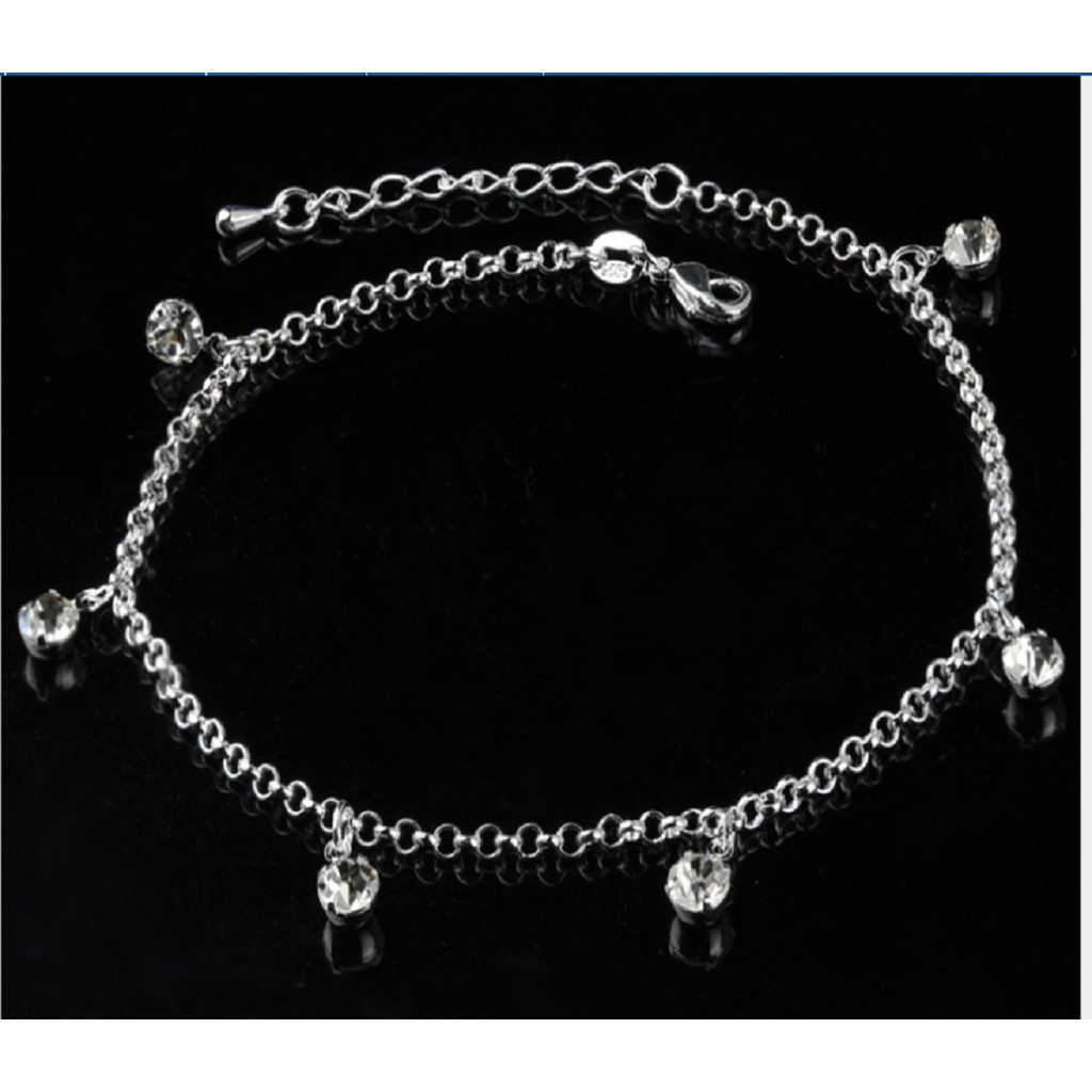 lắc chân nữ mạ bạc 925 dầy đính zicron sang trọng-lc24