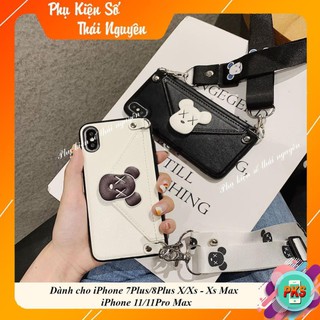 Ốp Lưng Iphone Kaws Ví Da Cao Cấp Kèm Dây Đeo Có Ngăn Đựng Tiền Và Thẻ Atm 7plus/ 8plus/ X/ Xs Max / 11/ 11promax