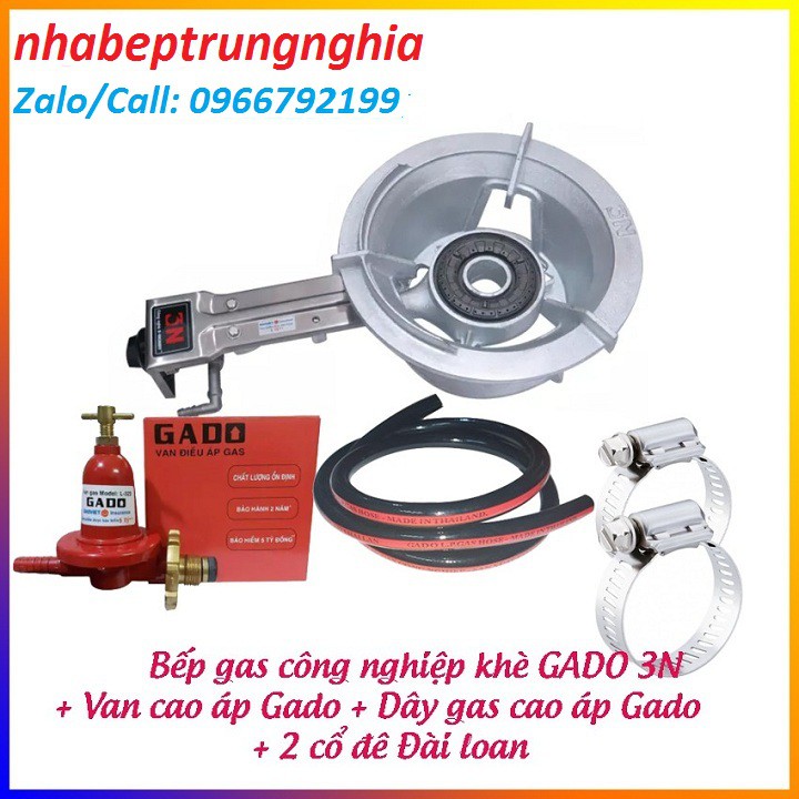 [Mã 267ELSALE hoàn 7% đơn 300K] Bếp gas công nghiệp GADO 3N và Van Dây Chính Hãng