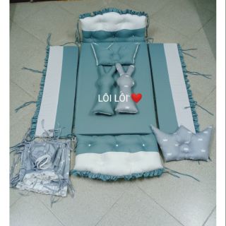 Combo quây cũi, đệm, ga, gối, thỏ ôm và bộ vỏ quây
