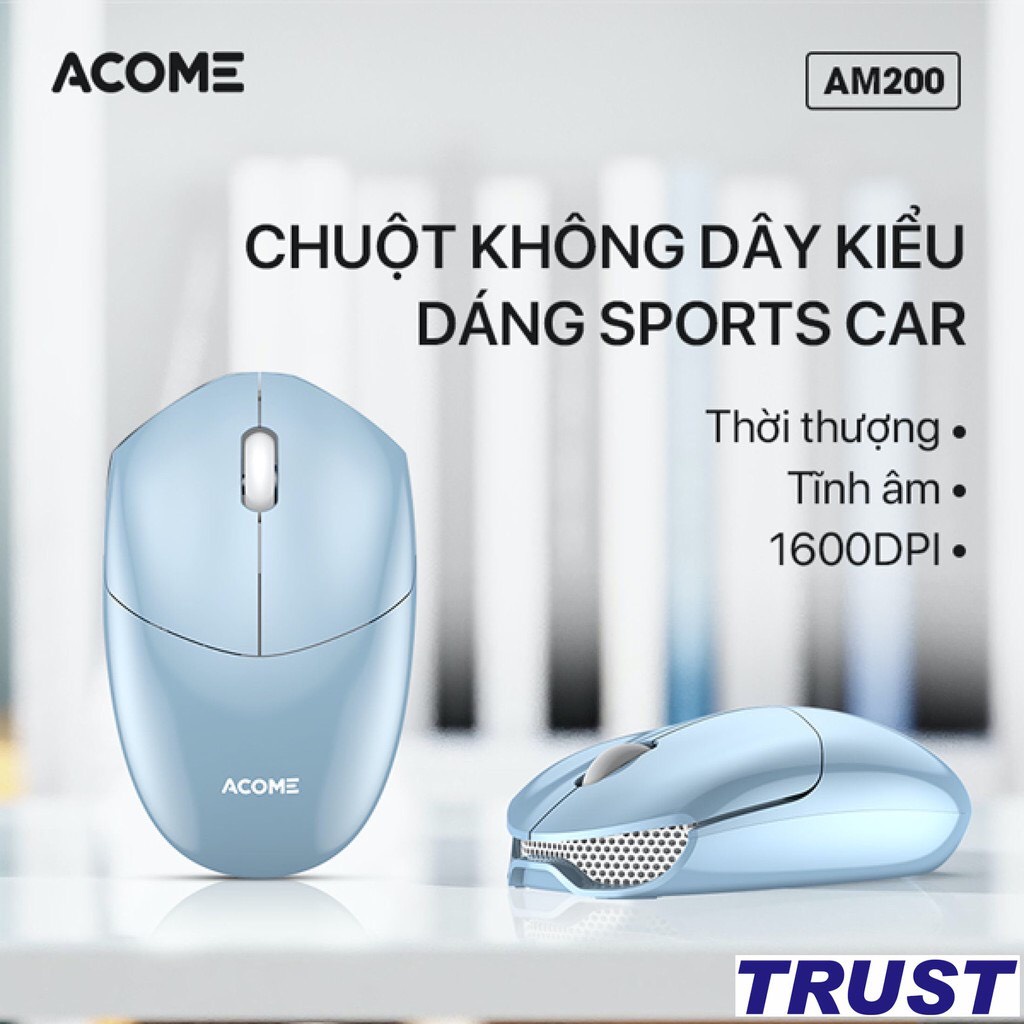 [SỈ-LẺ] Chuột Máy Tính Không Dây Tĩnh Âm ACOME AM200 2.4GHz, KHÔNG TIẾNG ỒN, ĐỘ BỀN CAO