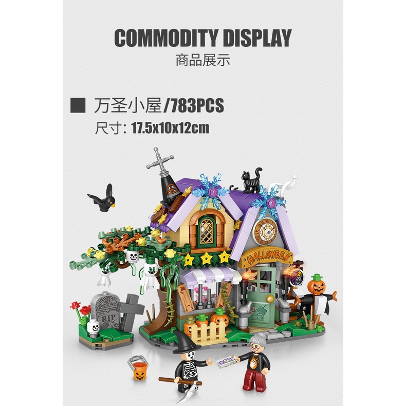 Bộ đồ chơi lắp ráp LOZ1134 hình xe bí ngô làm quà tặng halloween