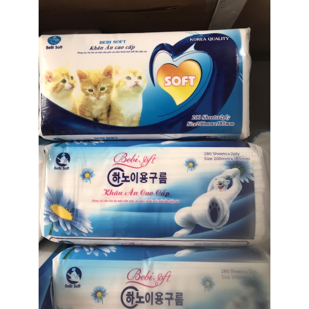 Khăn Ăn Cao Cấp BEBI SOFT 200 Tờ* 2 Lớp