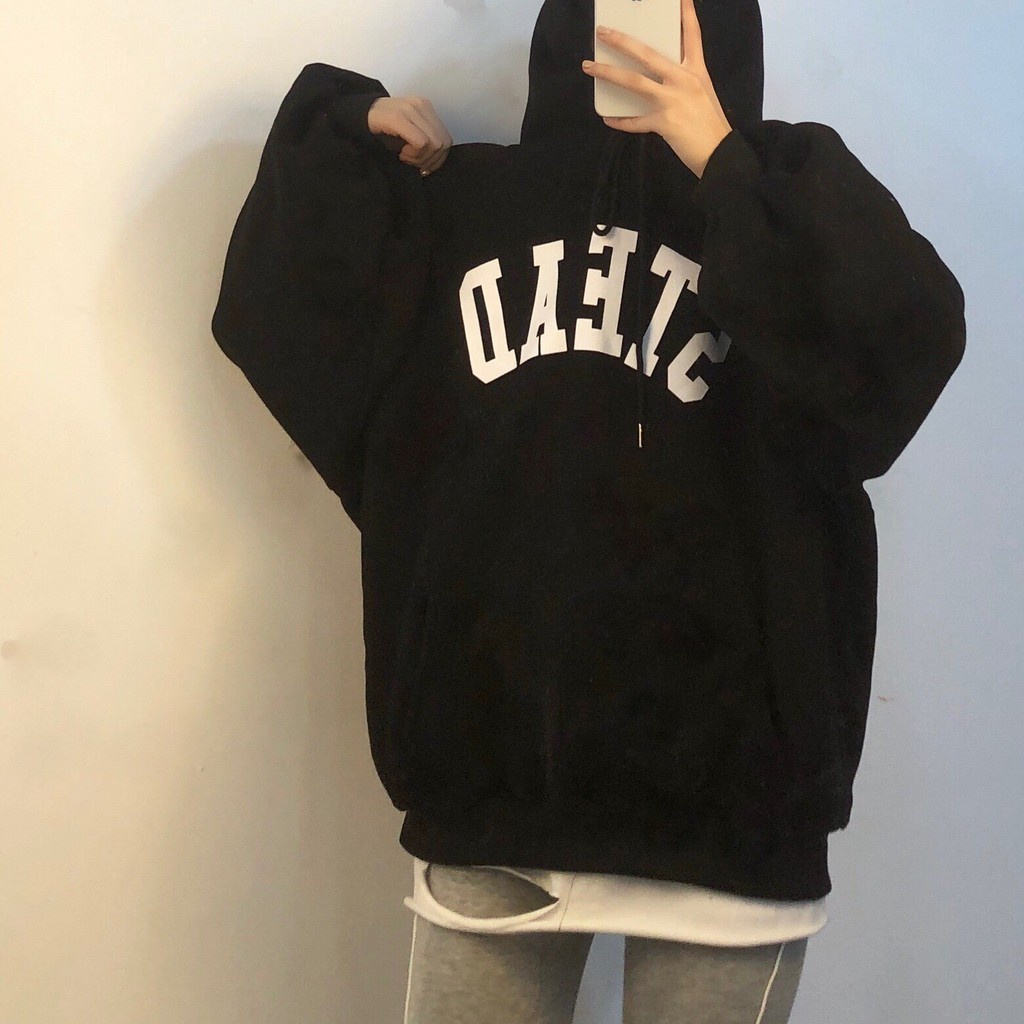 Áo hoodie nam nữ nỉ có mũ họa tiết chữ STEAD trẻ trung - Áo nỉ mặc thu đông có túi trước xinh xắn | BigBuy360 - bigbuy360.vn