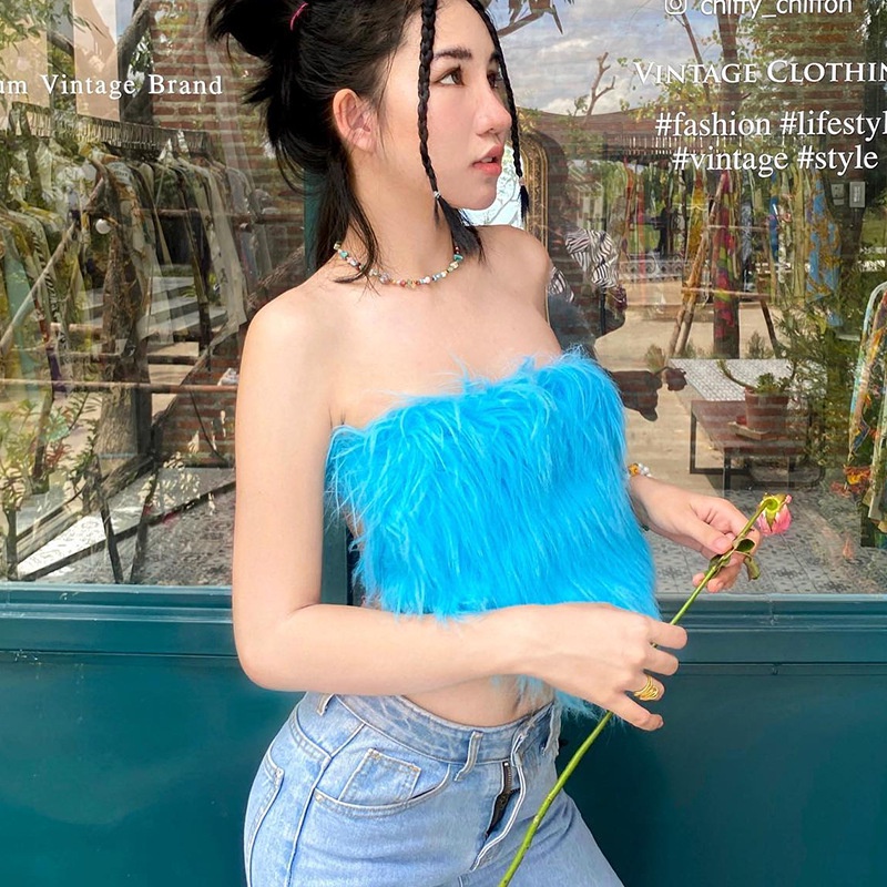 Áo Nhung Trễ Vai Thiết Kế Cột Dây Trẻ Trung Quyến Rũ Dành Cho Nữ