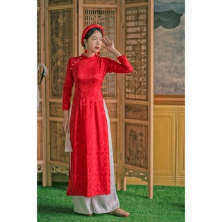 Sumire Store Áo dài Truyền thống Gấm Ngọc Hà Đỏ