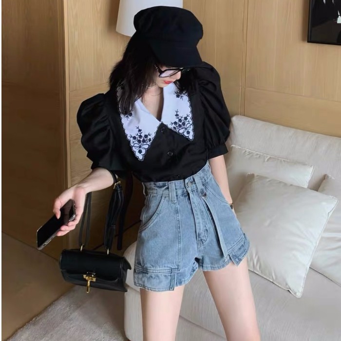 Quần Short Denim Nữ Lưng Cao Phong Cách Hàn Quốc | BigBuy360 - bigbuy360.vn