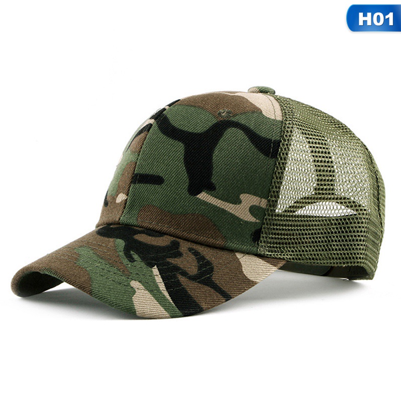 Mũ lưỡi trai phối lưới họa tiết rằn ri phong cách quân đội cho nam nữ