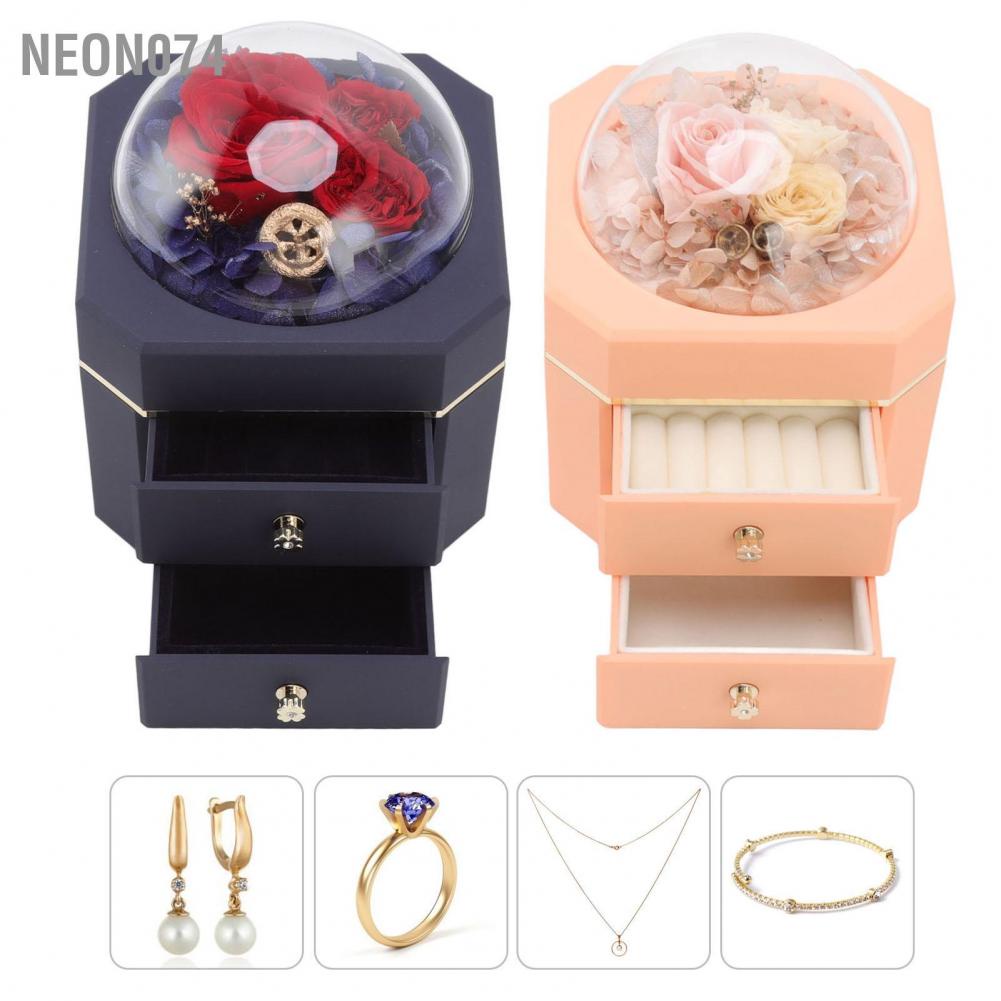Neon074 Hộp đựng trang sức Forever Flower Ngăn kéo đôi Hình tam giác Quà tặng Đồ trang sức Bao bì Hộp đựng Dây chuyền