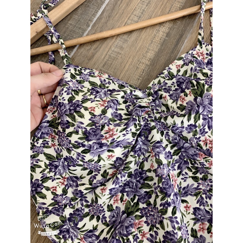 (Ảnh thật):Váy hoa nhí 2 dây màu tím hàng đẹp