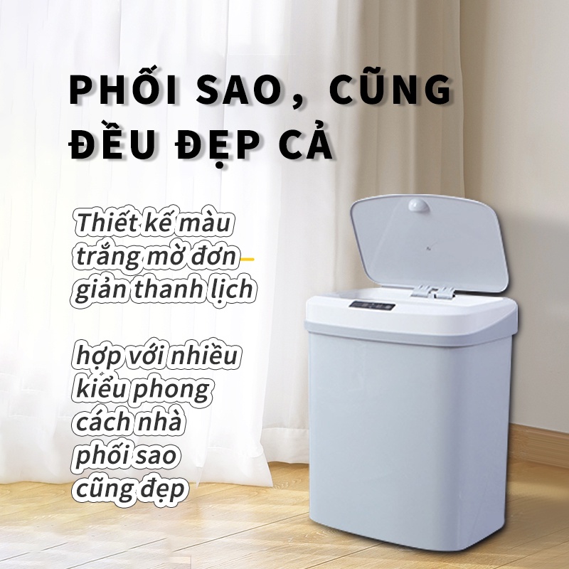 Thùng rác cảm biến thông minh Sọt giấy sang trọng bằng điện hoàn toàn tự động Dùng trong phòng khách nhà bếp-FU508