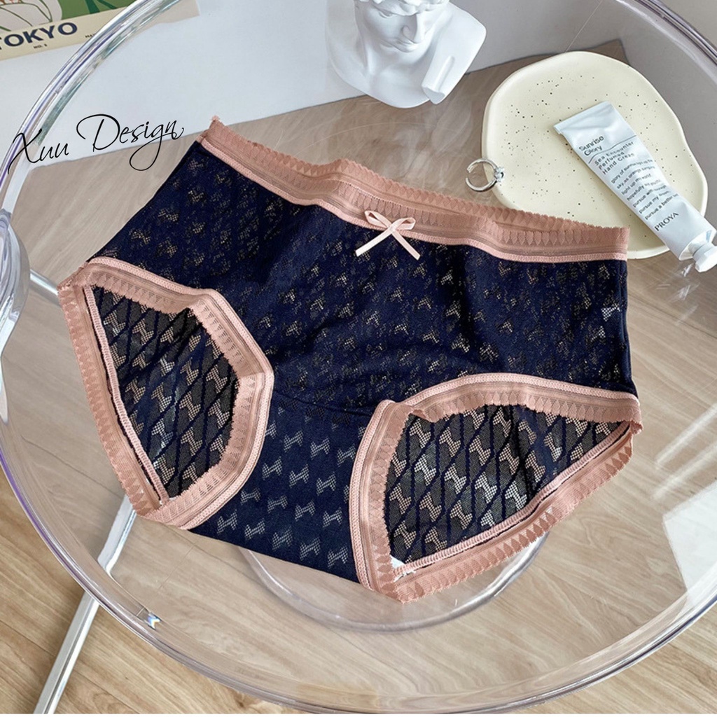 Quần lót nữ cotton cao cấp XUU viền ren phối nơ nhẹ nhàng QC62