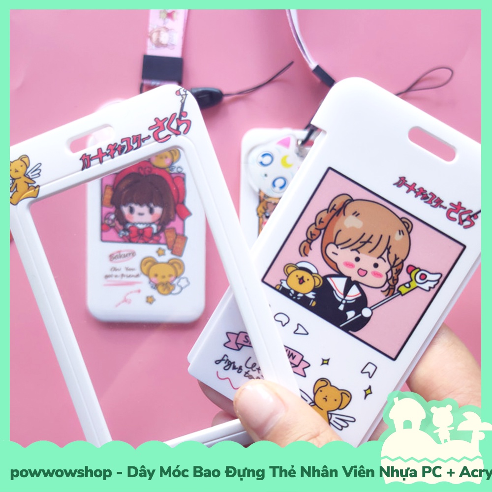 [Sẵn VN - Hỏa Tốc] Dây Móc Bao Đựng Thẻ Nhân Viên Nhựa PC + Acrylic Mẫu Nhân Vật Anime Manga Sailor Moon &amp; Sakura
