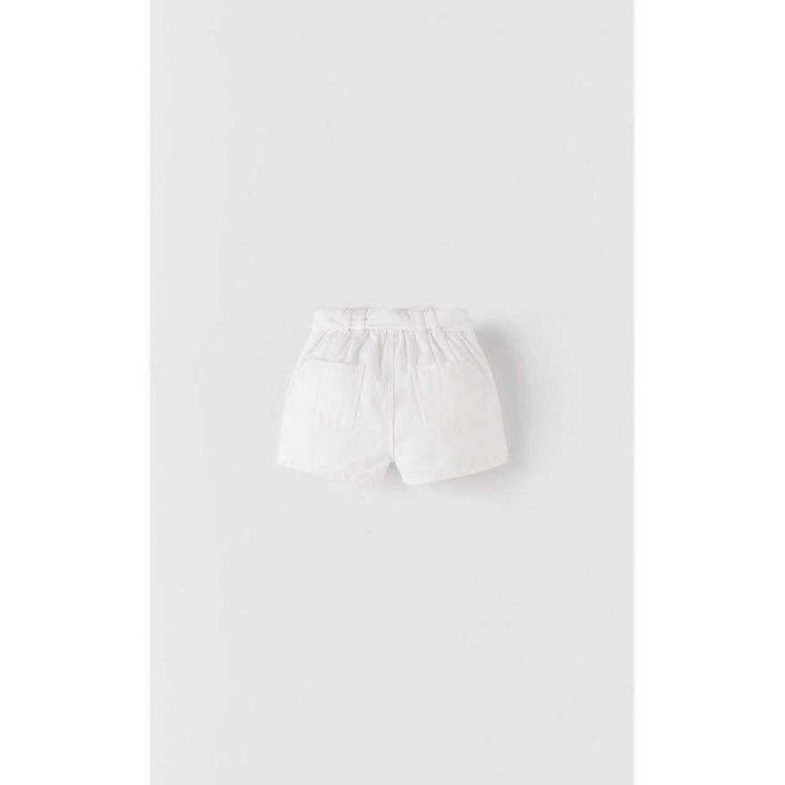 Quần short bé gái vải chéo kèm đai