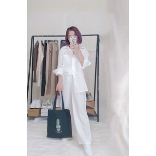 Quần ống rộng vải đũi