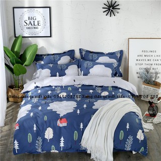 Bộ chăn ga gối cotton poly nhà xanh