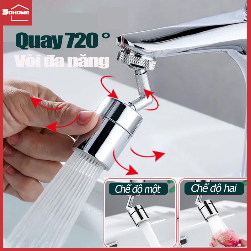 NEW 720 đĐầu Nối Nối Vòi Nước Thông Minh Xoay 720 độ Tăng áp Lực Nước Phù Hợp Với Nhiều Loại Vòi - Đầu Nối Tăng Áp 2 Chế Độ Xoay