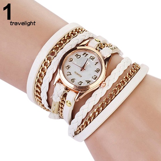 Đồng Hồ Đeo Tay Dây Da Bện Nhiều Lớp Phong Cách Vintage Thời Trang Cho Nữ