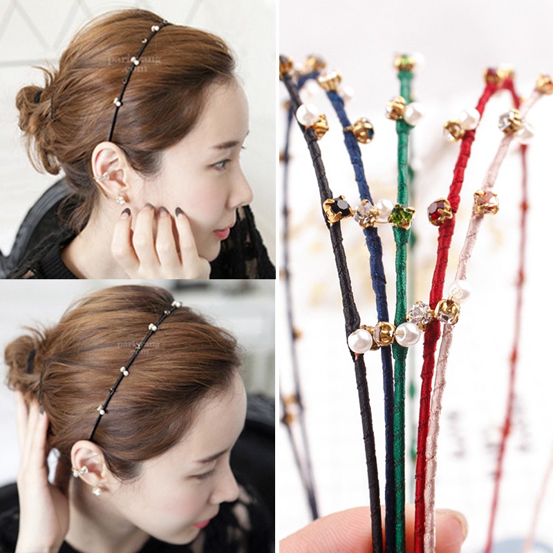 Băng Đô Cài Tóc Đính Đá Nhỏ Xinh Giả Thân Cây (bờm tóc giả turban)