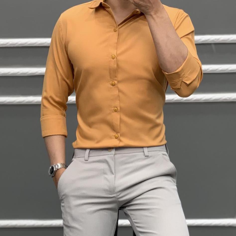 Áo sơ mi trơn dài tay ôm body 4Y5 , không nhăn, có size 4x,5xl | BigBuy360 - bigbuy360.vn