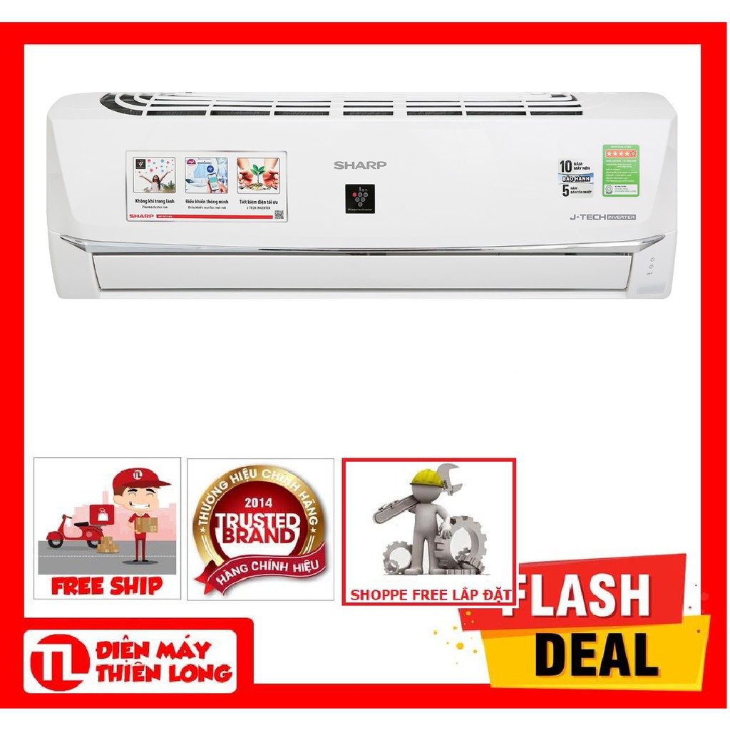 MIỄN PHÍ CÔNG LẮP ĐẶT - Máy lạnh Sharp Inverter 1 HP AH-XP10WHW Mẫu 2019 (HỒ CHÍ MINH)