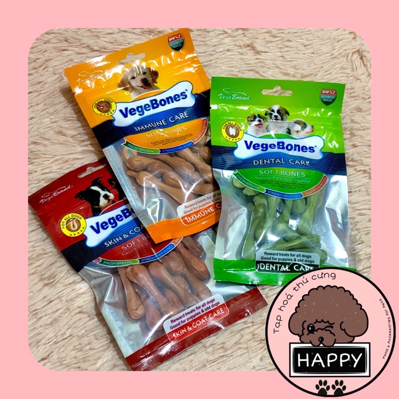 Xương thưởng mềm Vegebones 60gr cho chó / Bánh thưởng xương gặm Soft bones cho cún - Tạp Hoá Thú Cưng Happy