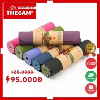 Thảm tập yoga cao cấp 2 lớp the6am thảm yoga chống trượt dày 6mm
