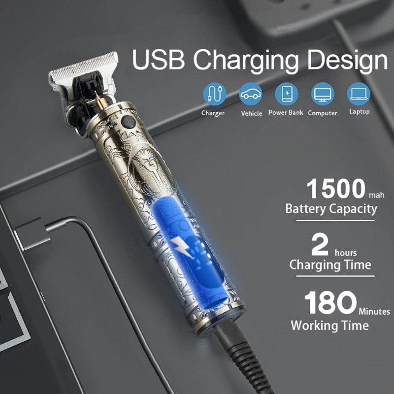 Bộ Tông Đơ Cắt Tóc Với Tay Cầm Chống Trượt Có Thể Sạc Lại Bằng Cổng USB Cho Nam