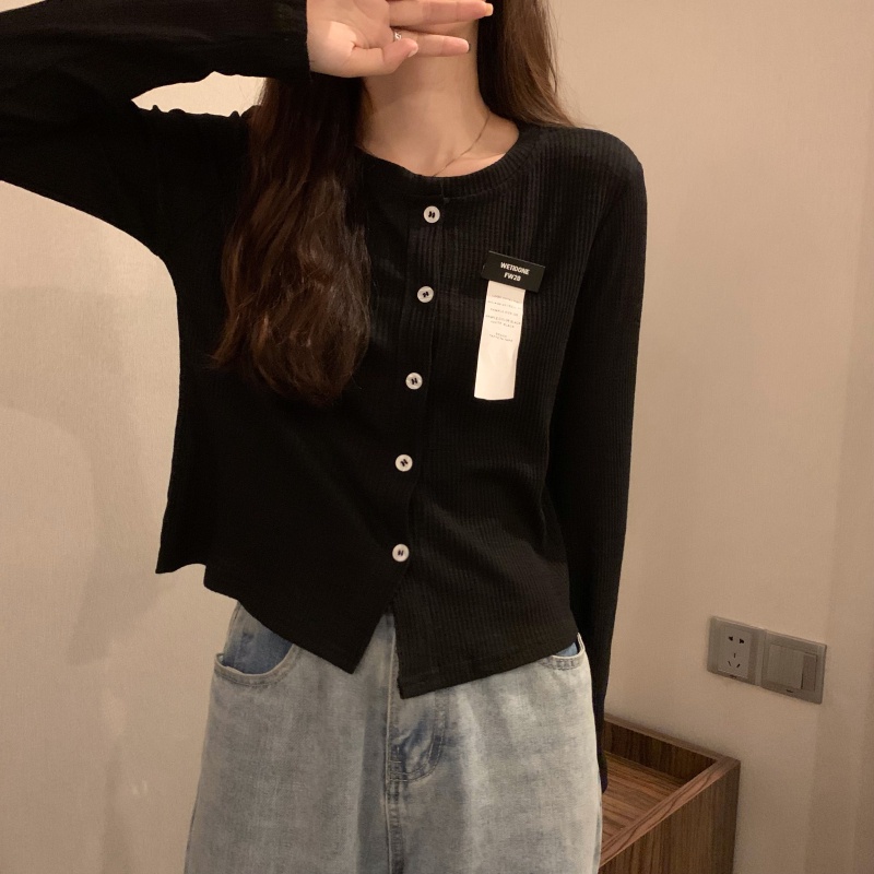Áo khoác cardigan dệt kim PERTY màu trắng thiết kế mới phong cách Hàn Quốc thời trang mùa thu cho nữ